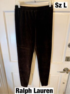 Ralph Lauren Deep Brown Ribbed Cotton Leggings
